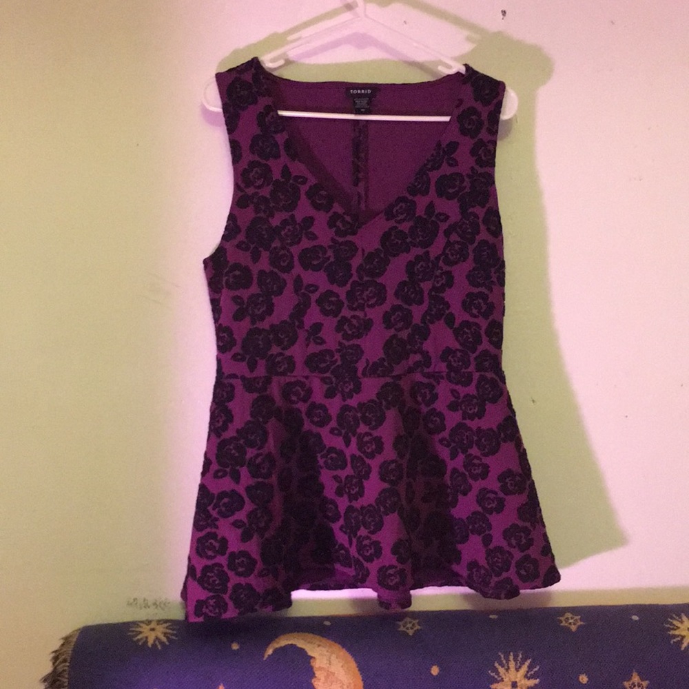 Purple Rose Peplum Top